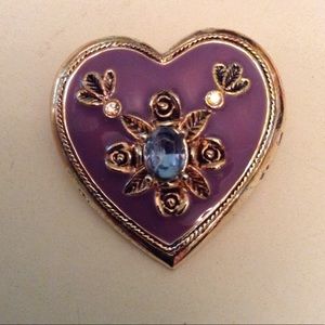 Rare vintage blue topaz heart brooch